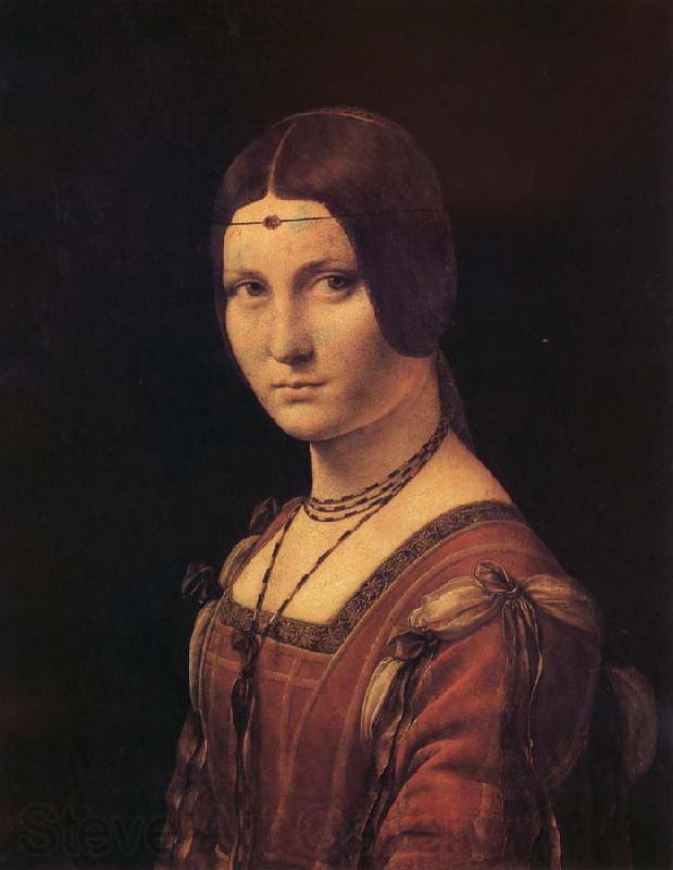 LEONARDO da Vinci Portrait de femme,dit a tort La belle ferronniere Spain oil painting art